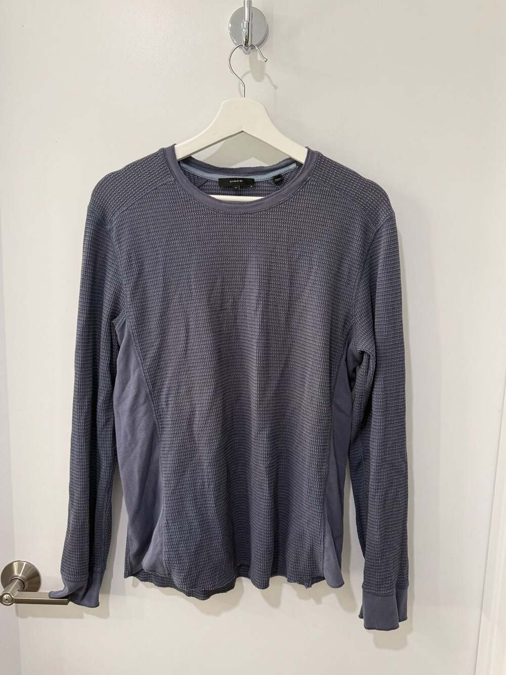 Vince Men's Pima Cotton Waffle Knit Crewneck Long Sleeve Shirt